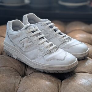 New Balance 550BB Men's US Size 9.5 White Grey Hardly Worn Rubber Laces